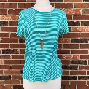 Faded Glory green and white striped tee